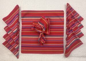 Target Casual Home Cabana Rio Collection Red Stripe Napkins 100% Cotton Set 10